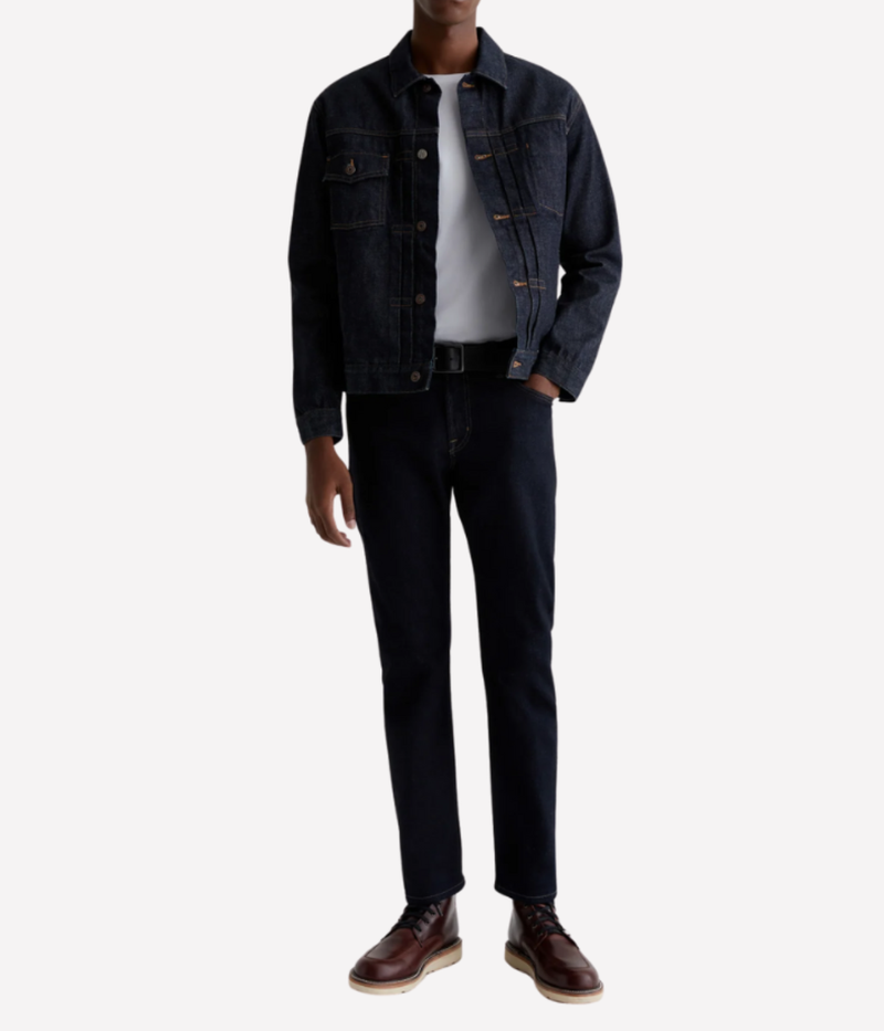 AG Everett Monument On Model Front Full Length View Slim Straight Stretch Jean