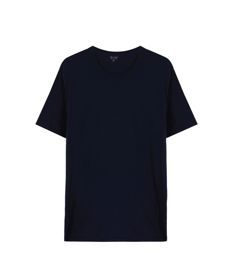 Mens Knitted T-Shirt Light Crew in Navy