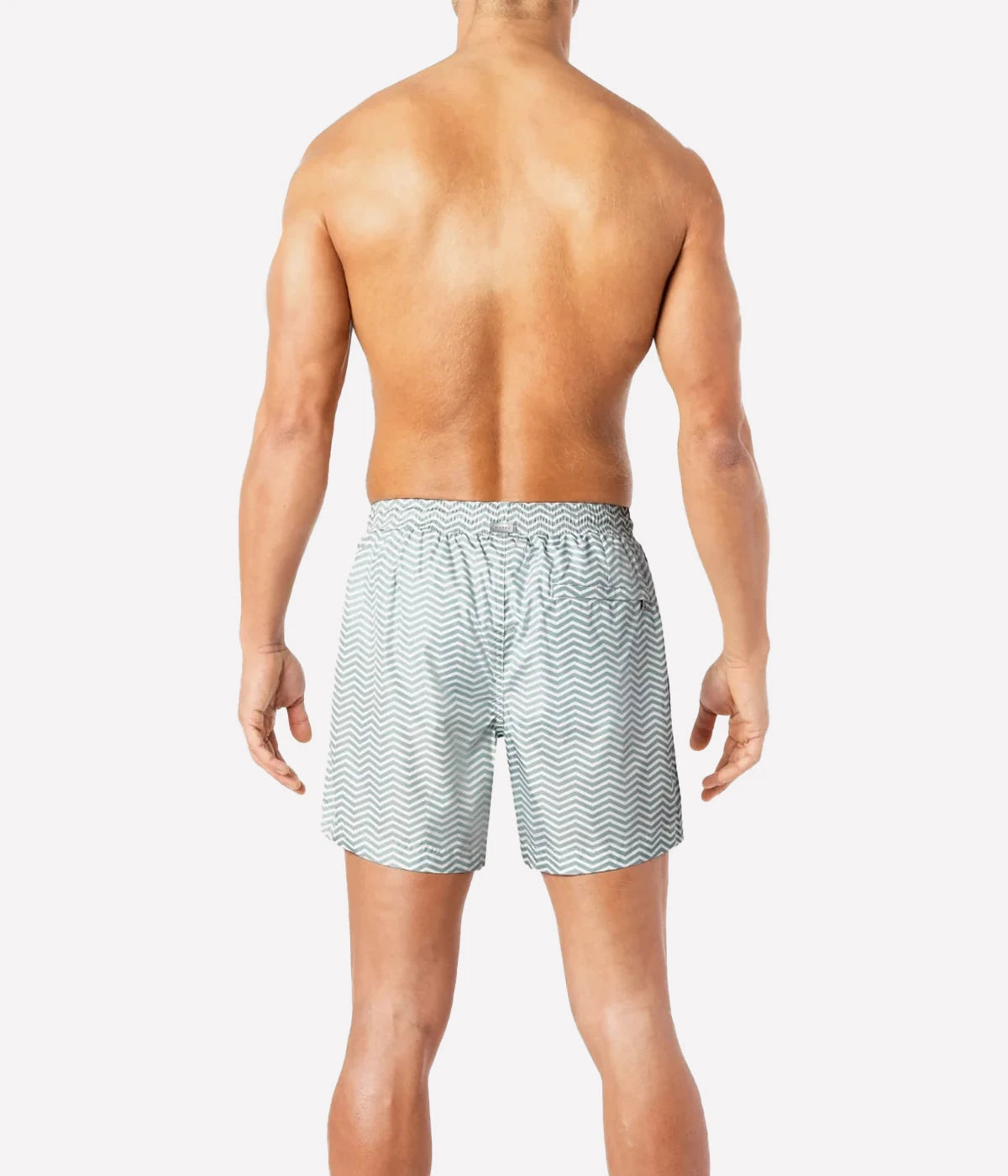 Mid Length Swim Shorts in Zig Zag Grey
