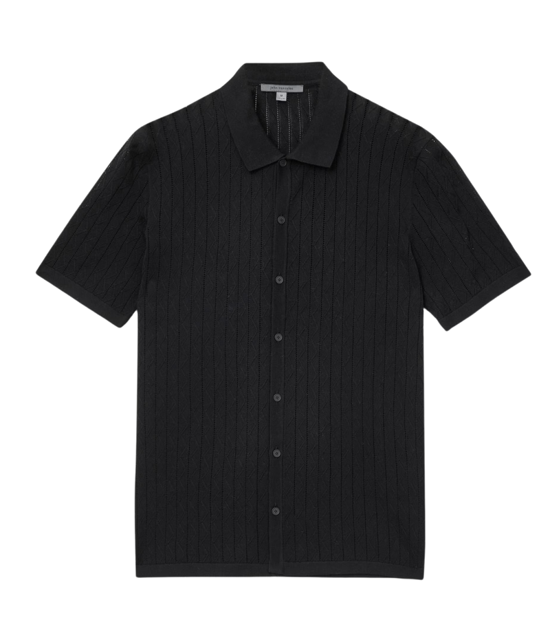 Moore Short Sleeve Textured Sweater in Black