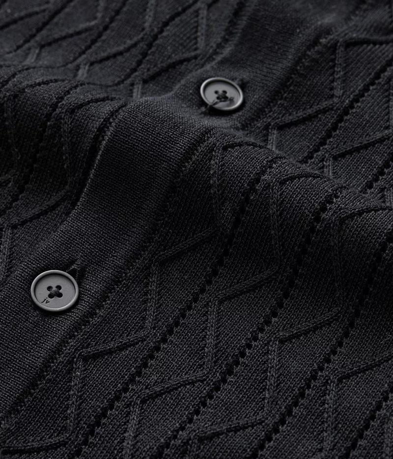 Moore Short Sleeve Textured Sweater in Black