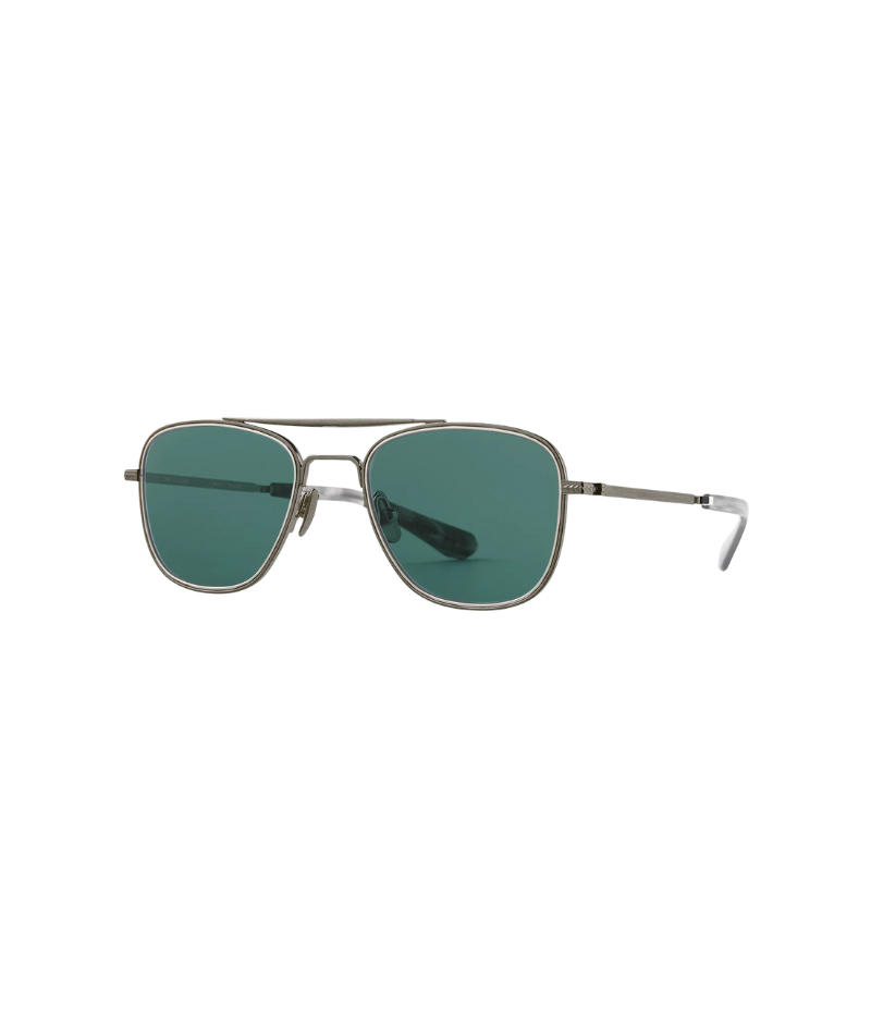 Angled shot of Navigator Sun 51 sunglasses, showcasing the sleek lines and backside anti-reflective Select Glass lenses.