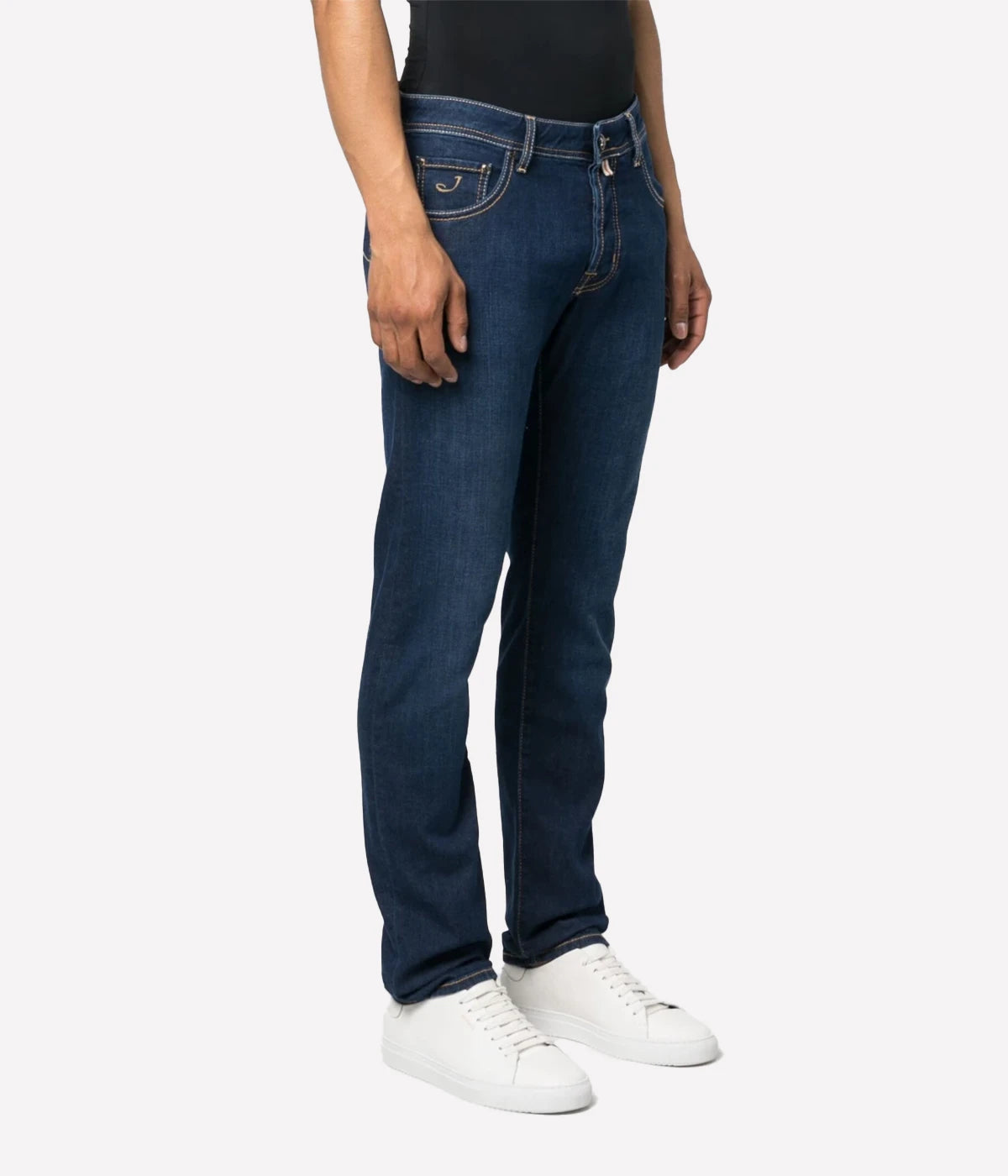 Nick Slim Fit Jean in Dark Blue & Burnt Orange