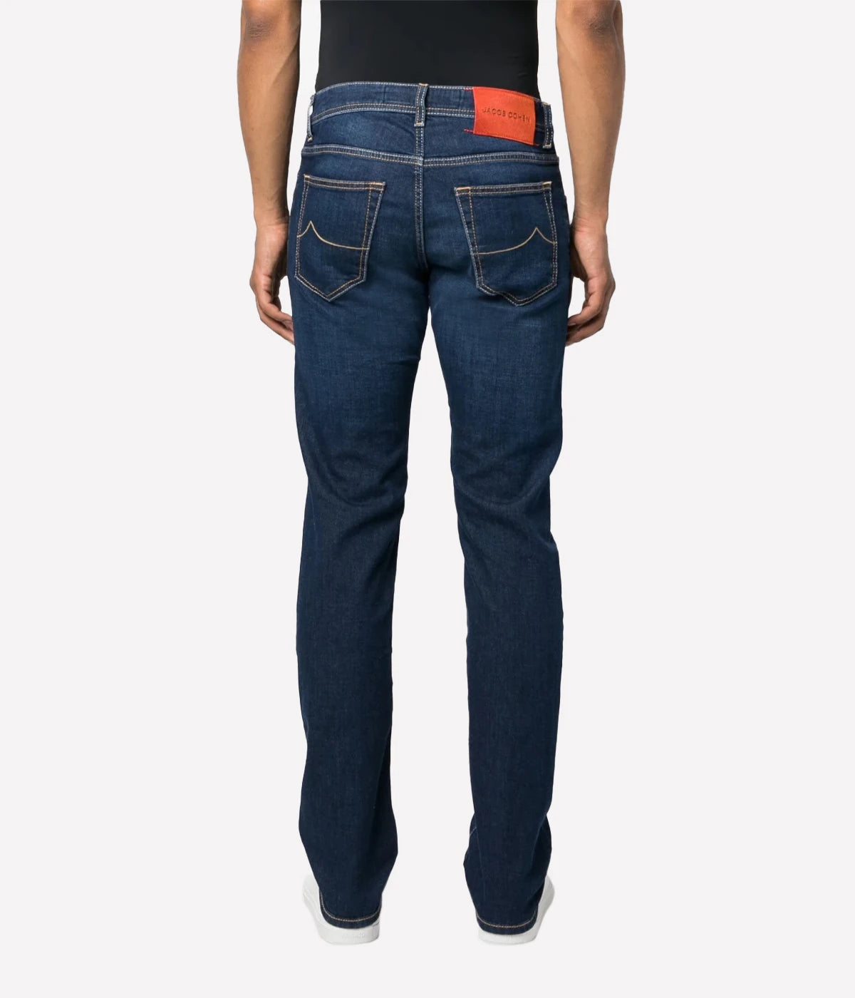 Nick Slim Fit Jean in Dark Blue & Burnt Orange