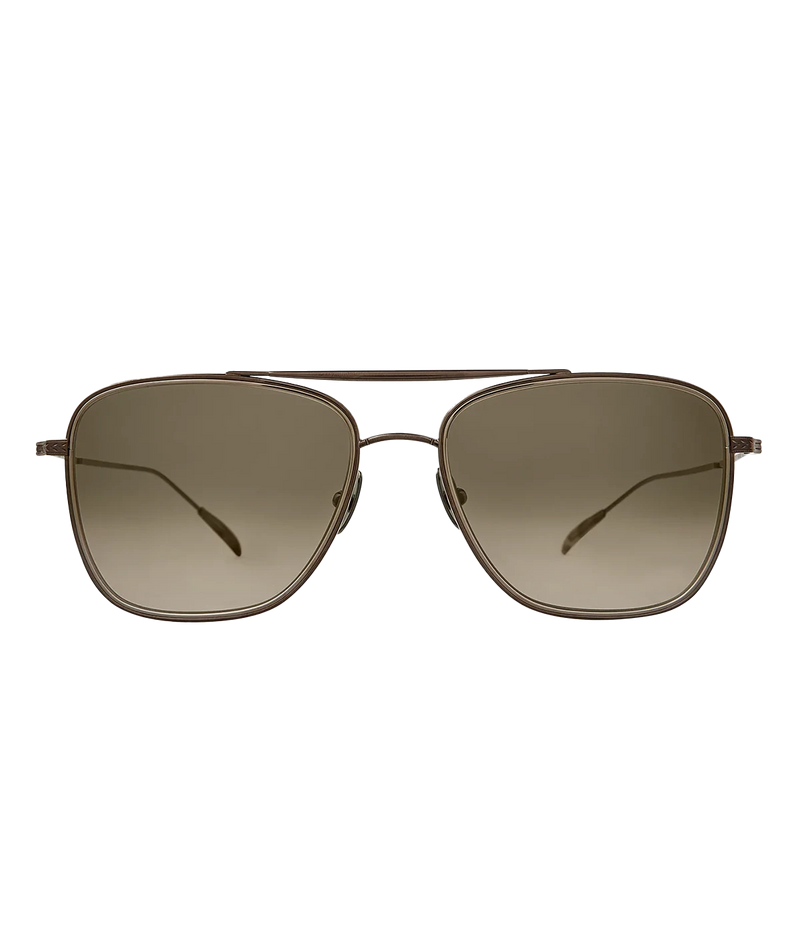 Titanium rimmed grey sunglasses by Mr Leight. Handcrafted in Japan.