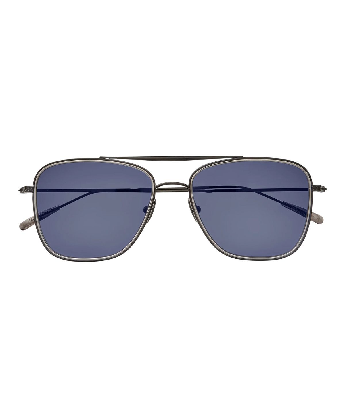GLCO Novarro oversized square aviator sunglasses with perforated metal eye rim, filigree detailing, titanium eye wire, and structured top bar.
