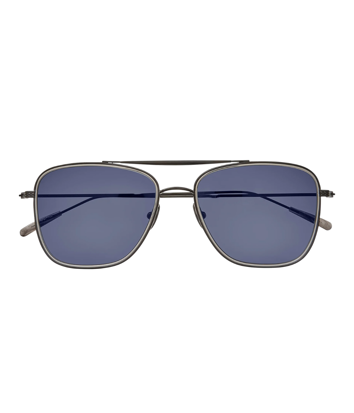 GLCO Novarro oversized square aviator sunglasses with perforated metal eye rim, filigree detailing, titanium eye wire, and structured top bar.