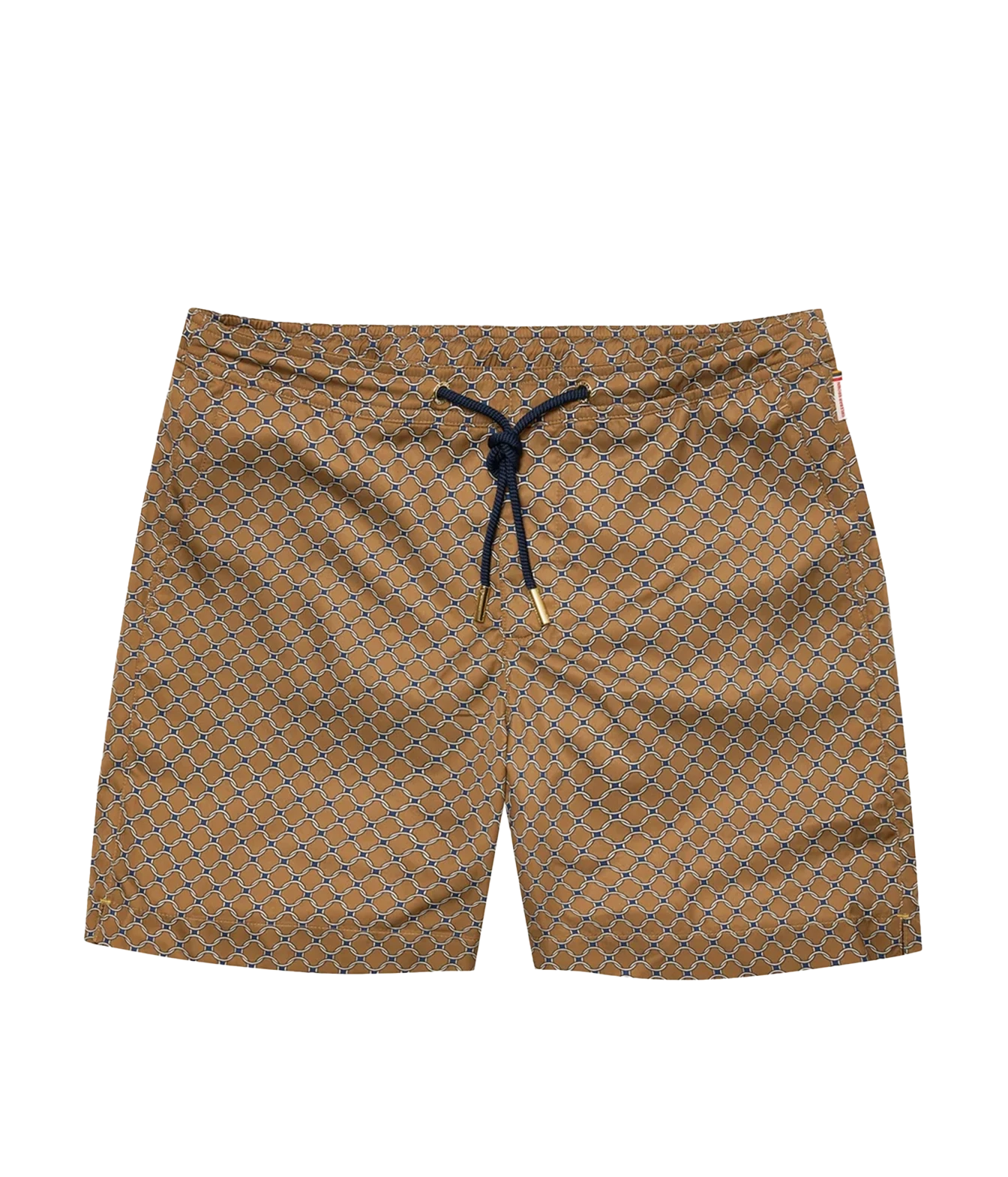 Bulldog Printed Drawcord Swim Shorts in Bronze