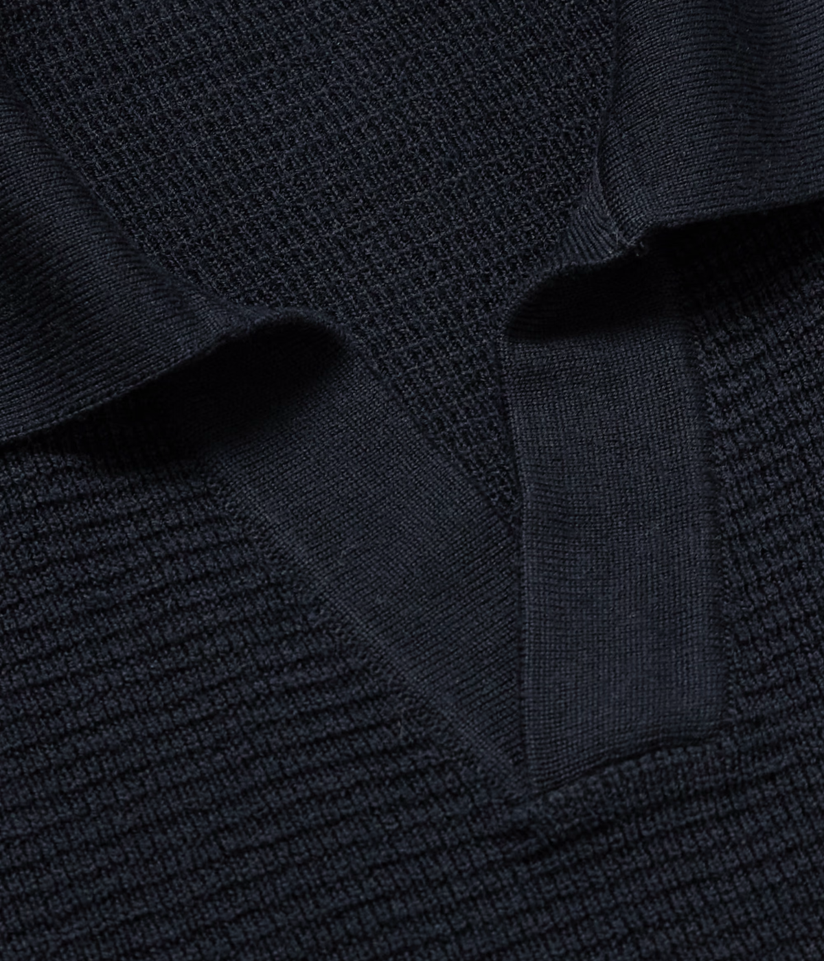 Frescobol Carioca Orlando navy merino wool polo sweater with open stitch knit and open placket, lightweight and breathable for warmer days