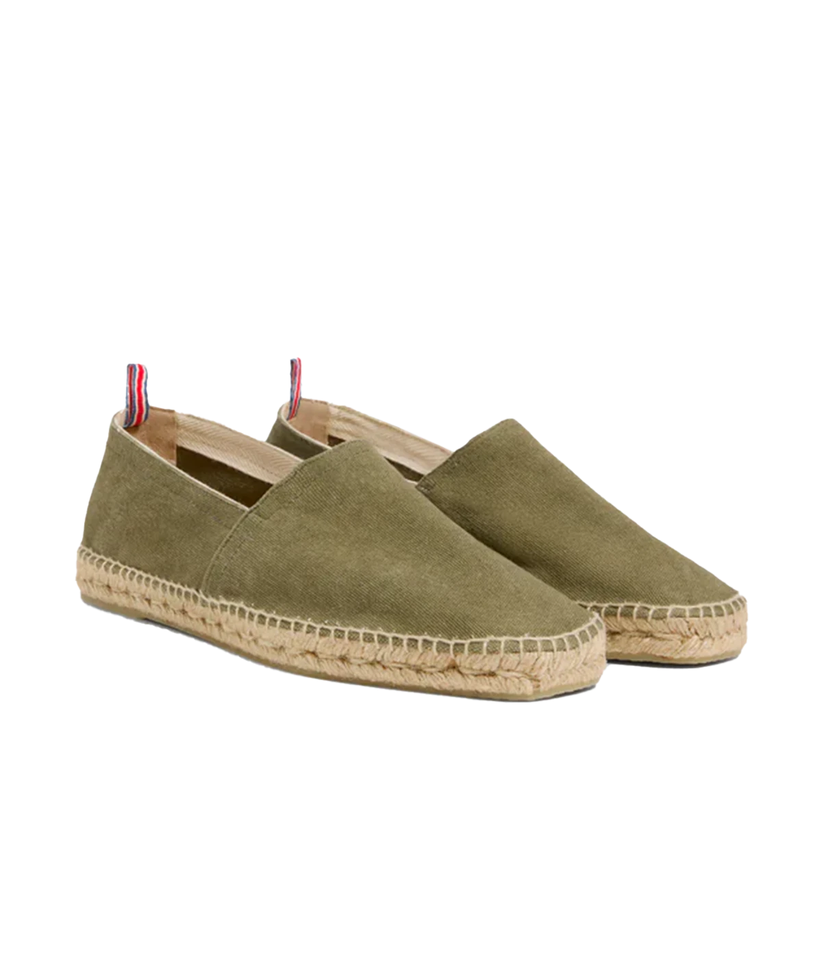 An angled view of the Castañer Pablo Espadrilles, presenting the timeless fabric construction and expertly crafted woven jute sole with durable rubber accents.