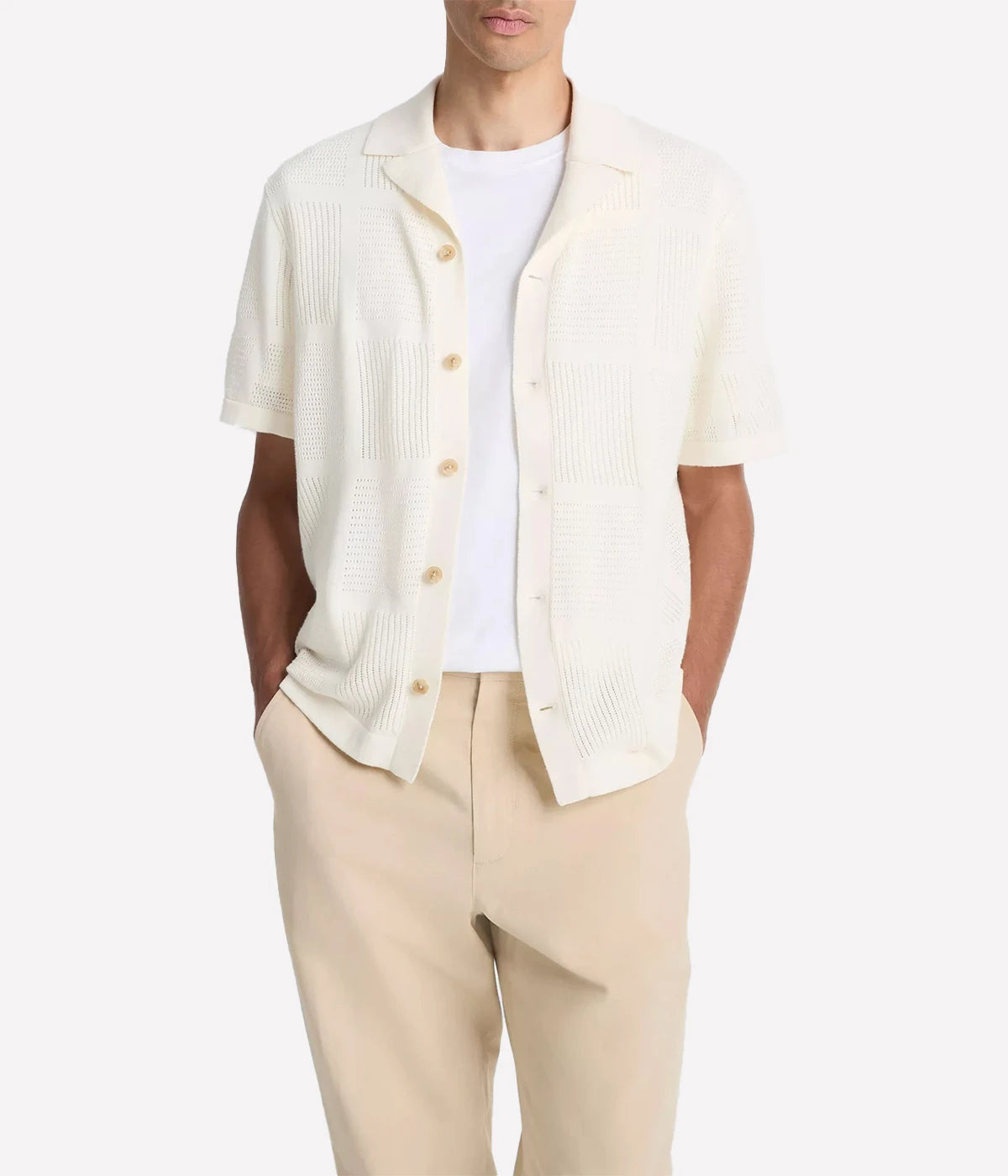 Patchwork Button Down in Classic Cream