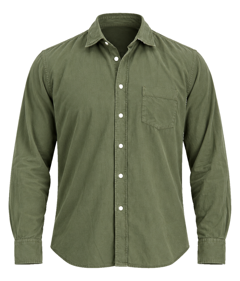 Front product view of Hartford Paul Tencel & Cotton Shirt in Military