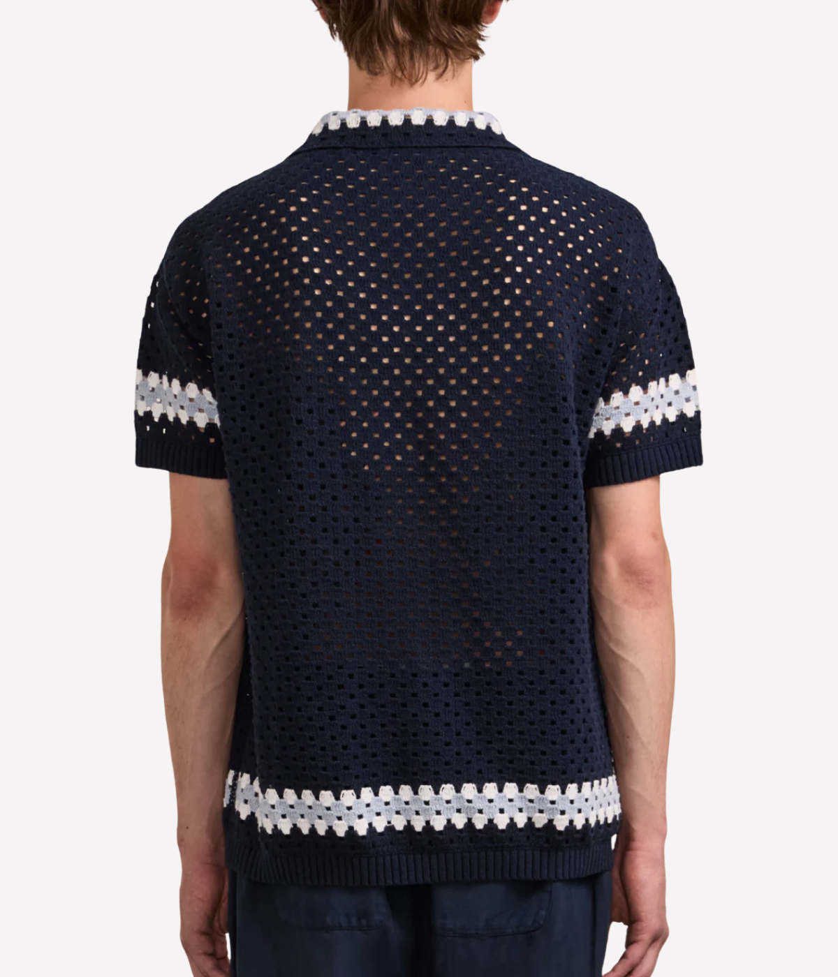 Pinto Short Sleeve Crochet Cardigan in Navy