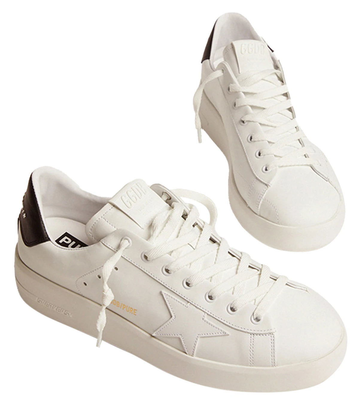 Pure Star Leather Upper Sneaker in White & Black