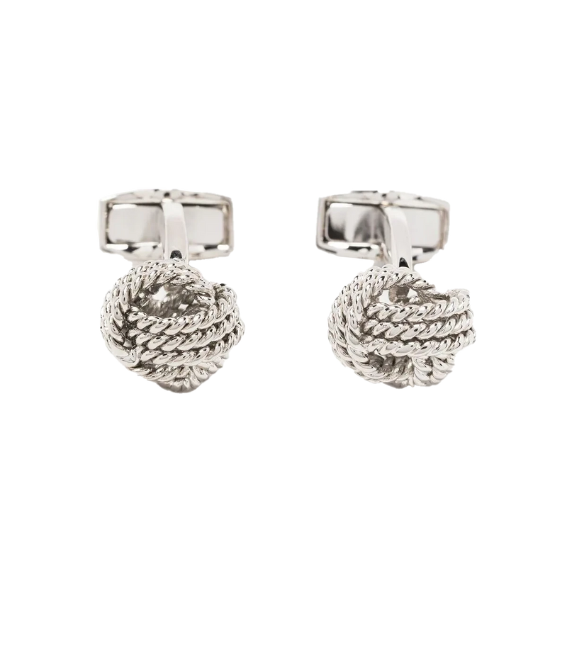 Ribbed Knot Cufflinks in Silver