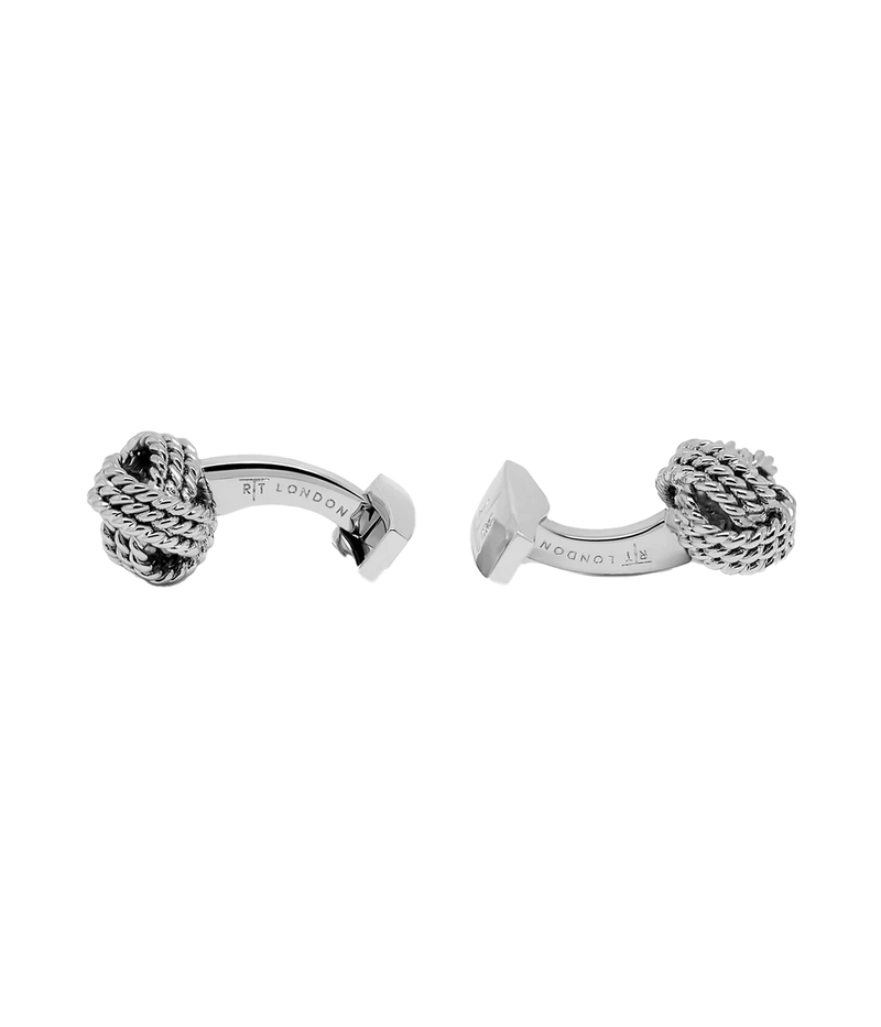 Ribbed Knot Cufflinks in Silver