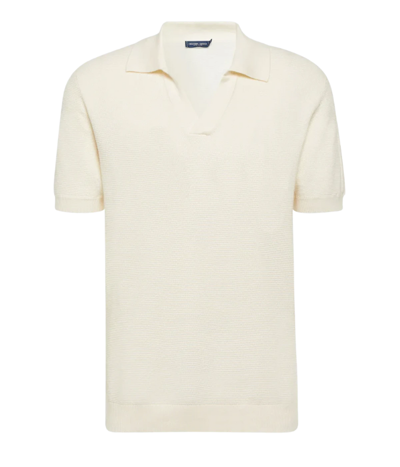 Rino Salt Pepper Short Sleeve Polo in Ivory