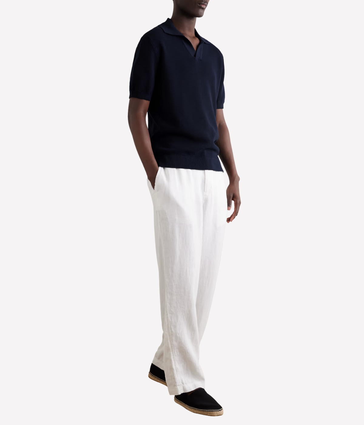 Rino Salt Pepper Short Sleeve Polo in Navy