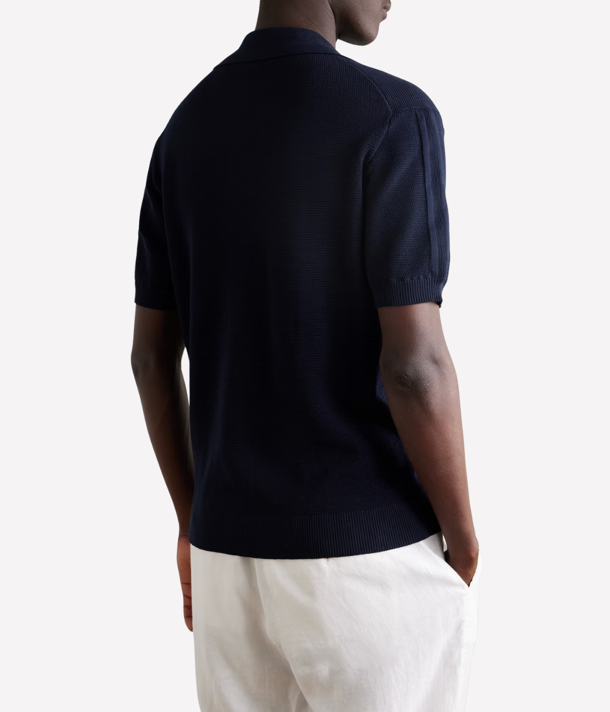 Rino Salt Pepper Short Sleeve Polo in Navy