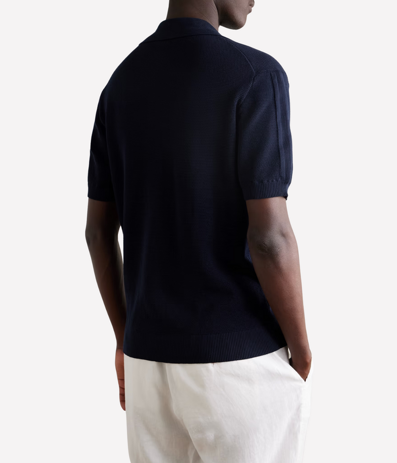 Rino Salt Pepper Short Sleeve Polo in Navy