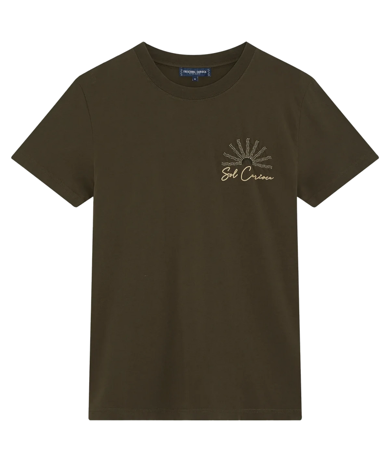 Crew-neck t-shirt in medium-weight organic cotton with Sol Carioca embroidery on the chest and back. Regular fit with side slits.