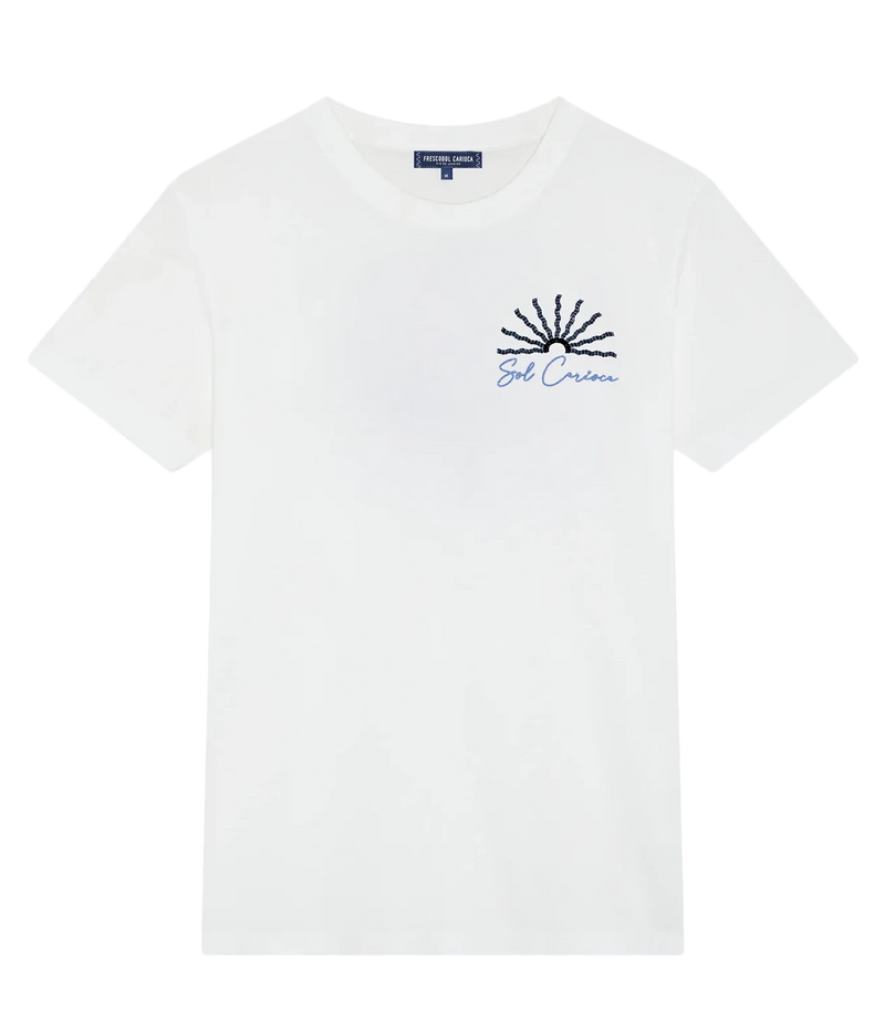 Crew-neck t-shirt in medium-weight organic cotton with Sol Carioca embroidery on the chest and back. Regular fit with side slits.