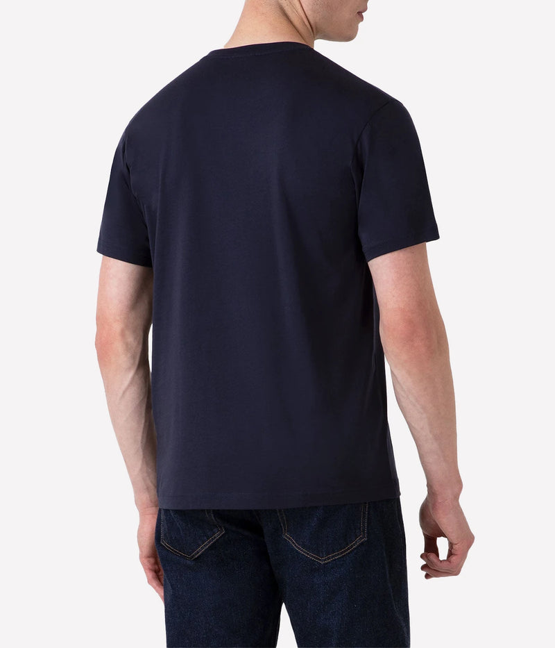 Back view of the Sunspel Riviera T-Shirt, showcasing its classic, minimal design. The midweight cotton construction offers both comfort and durability, making it ideal for year-round layering or standalone wear.