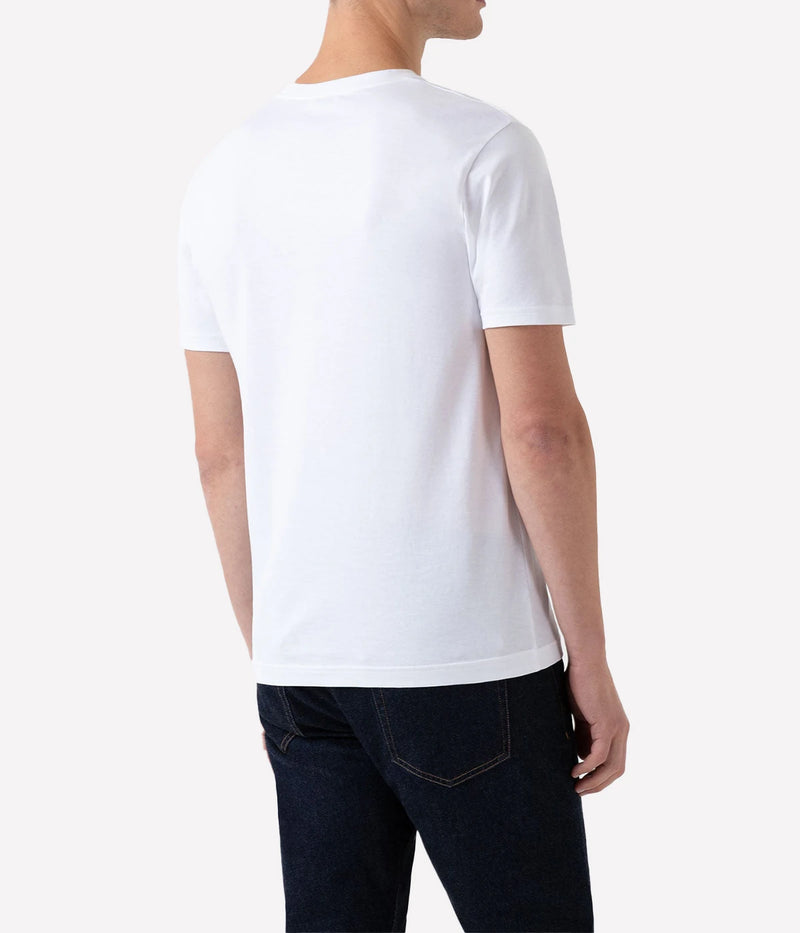 Back view of the Sunspel Riviera T-Shirt, showcasing its classic, minimal design. The midweight cotton construction offers both comfort and durability, making it ideal for year-round layering or standalone wear.