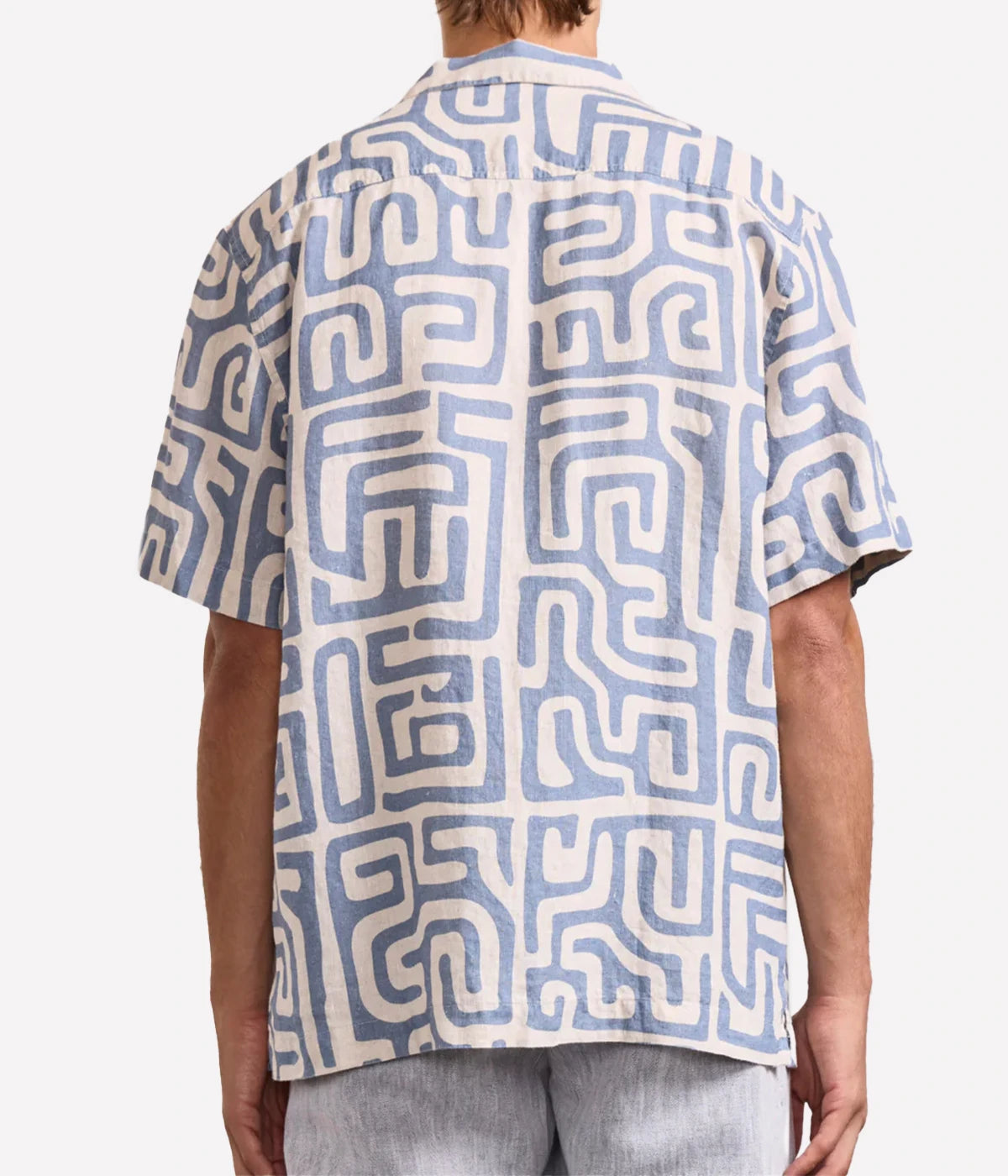 Roberto Linen Short Sleeve Shirt in Denim Blue