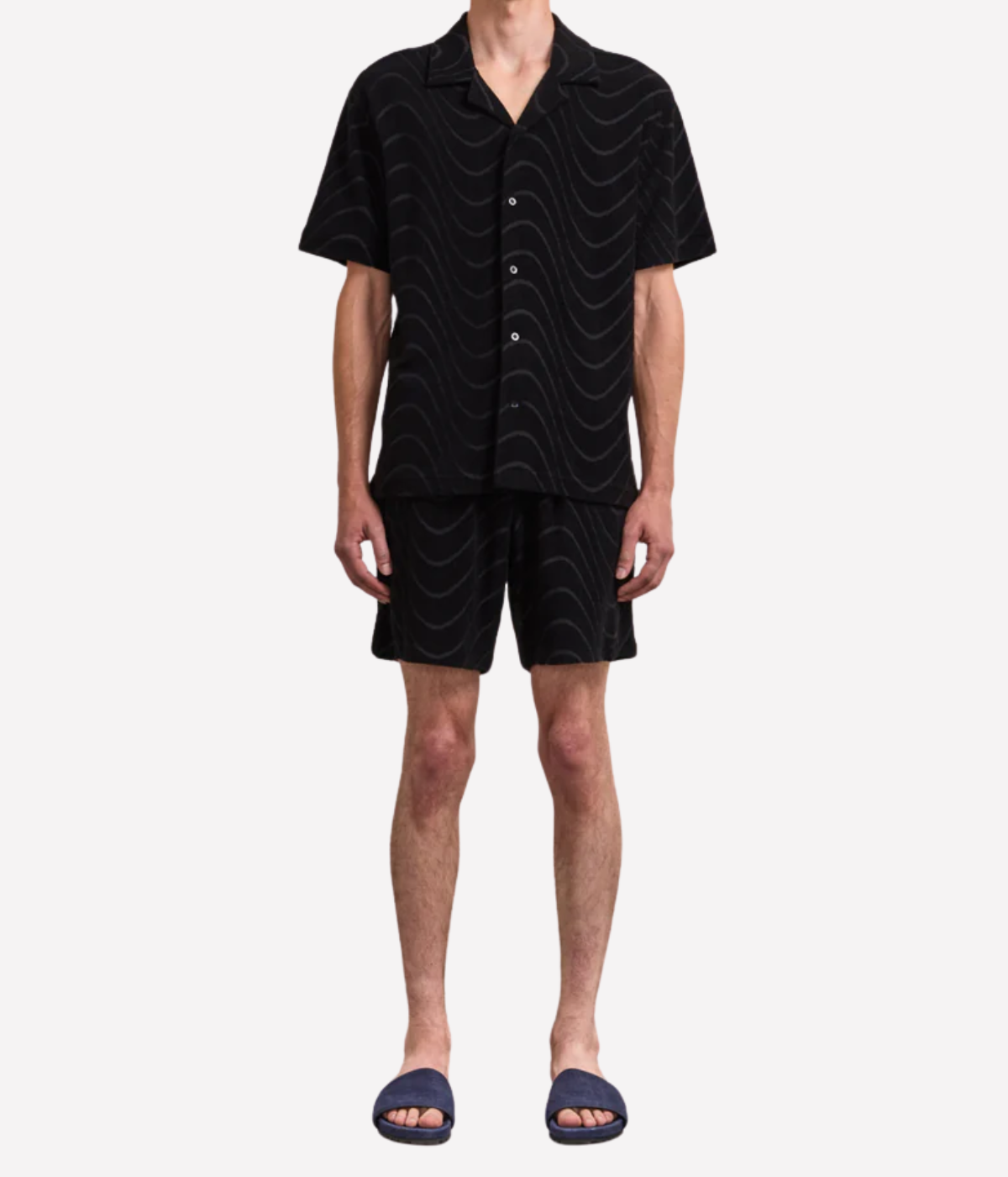 Roberto Fibra Jacquard Short Sleeve Shirt in Black