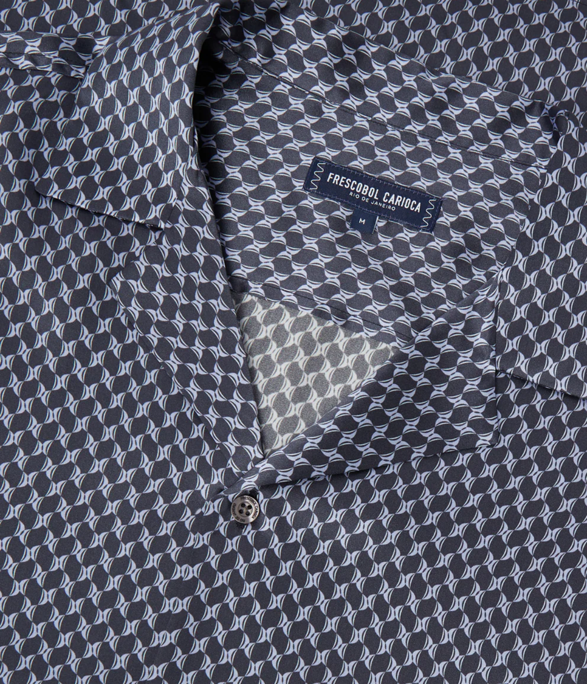 Roberto Silk Copa Micro Print Shirt in Charcoal Blue