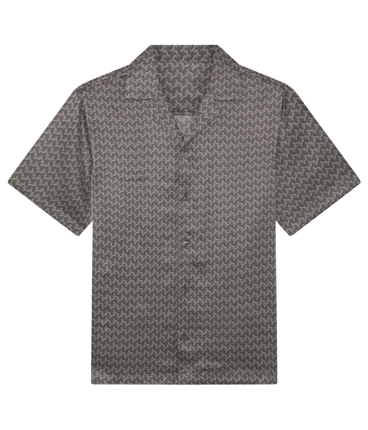 Roberto Silk Short Sleeve Shirt in Cedar Grey