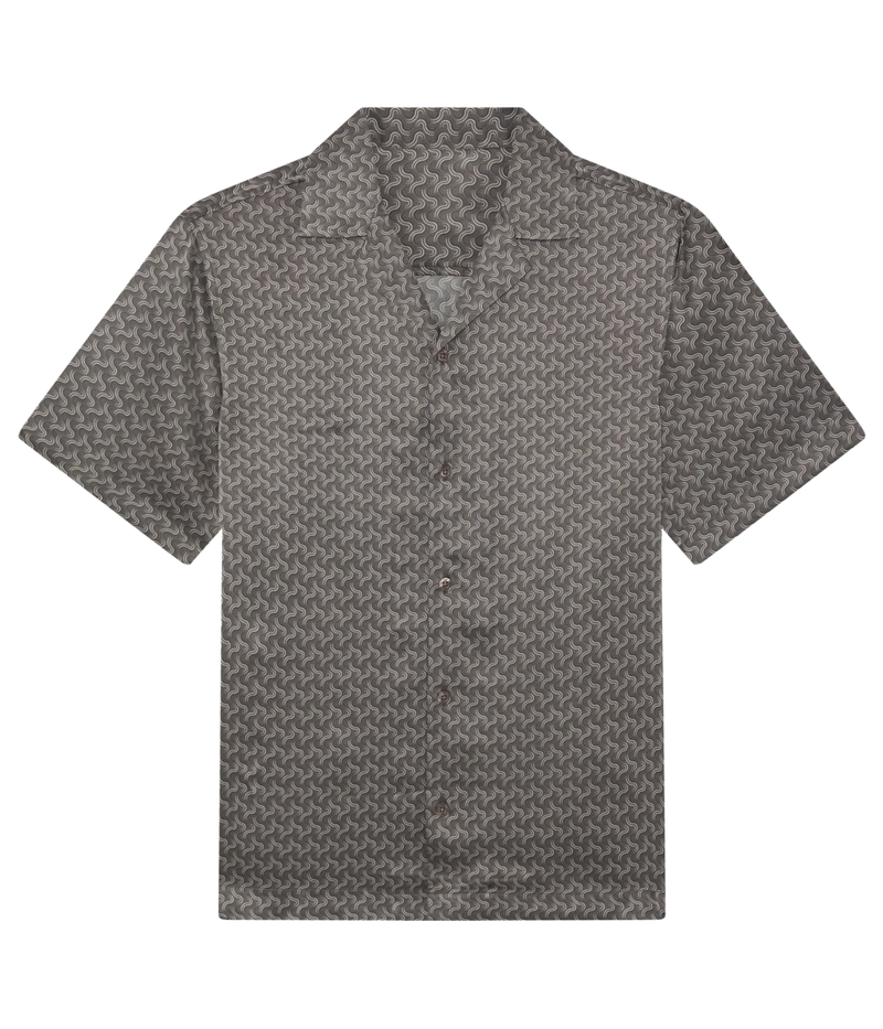 Roberto Silk Short Sleeve Shirt in Cedar Grey
