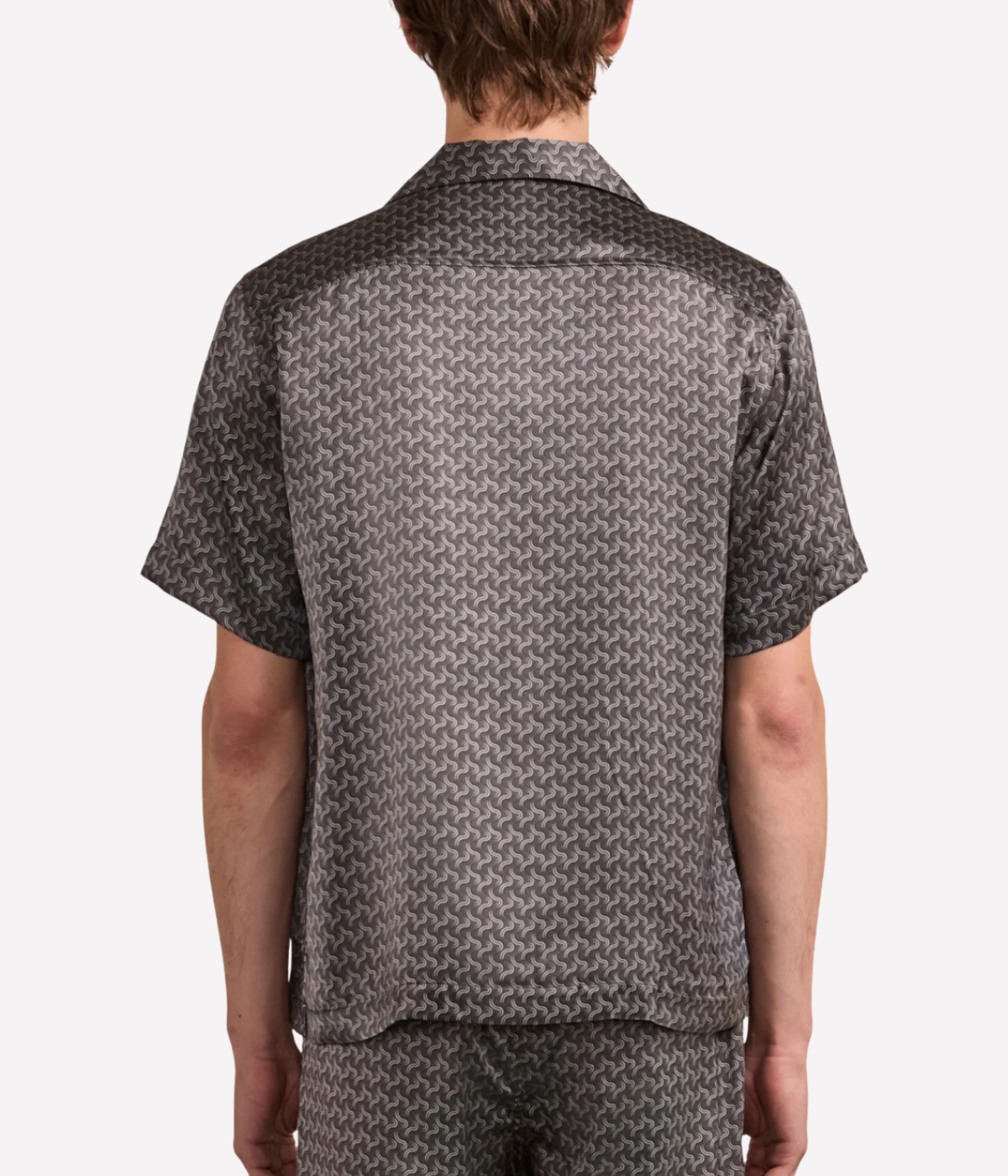 Roberto Silk Short Sleeve Shirt in Cedar Grey