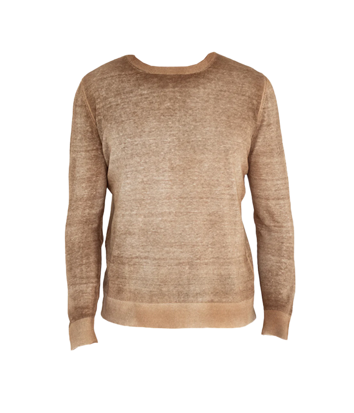 Hand-dyed lightweight knit pullover in linen-viscose blend, ideal for casual and evening wear, made in Italy