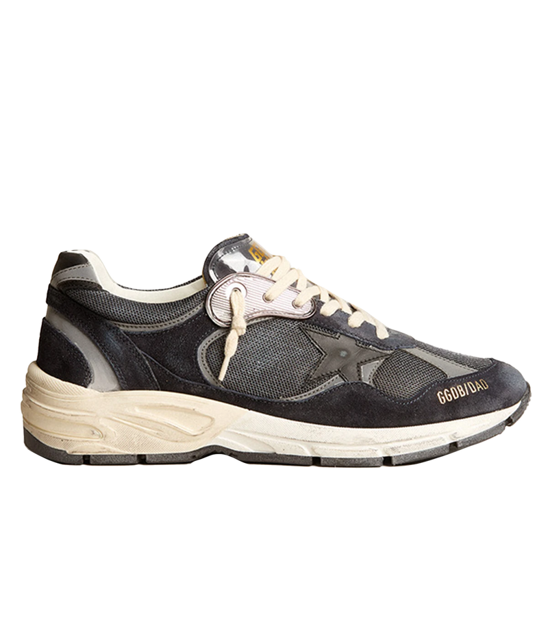 Running Dad Sneakers in Dark Blue, Silver & Black
