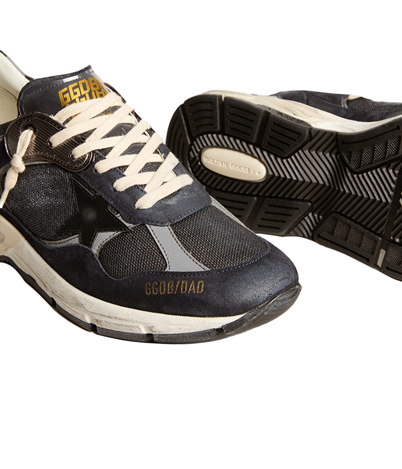 Running Dad Sneakers in Dark Blue, Silver & Black