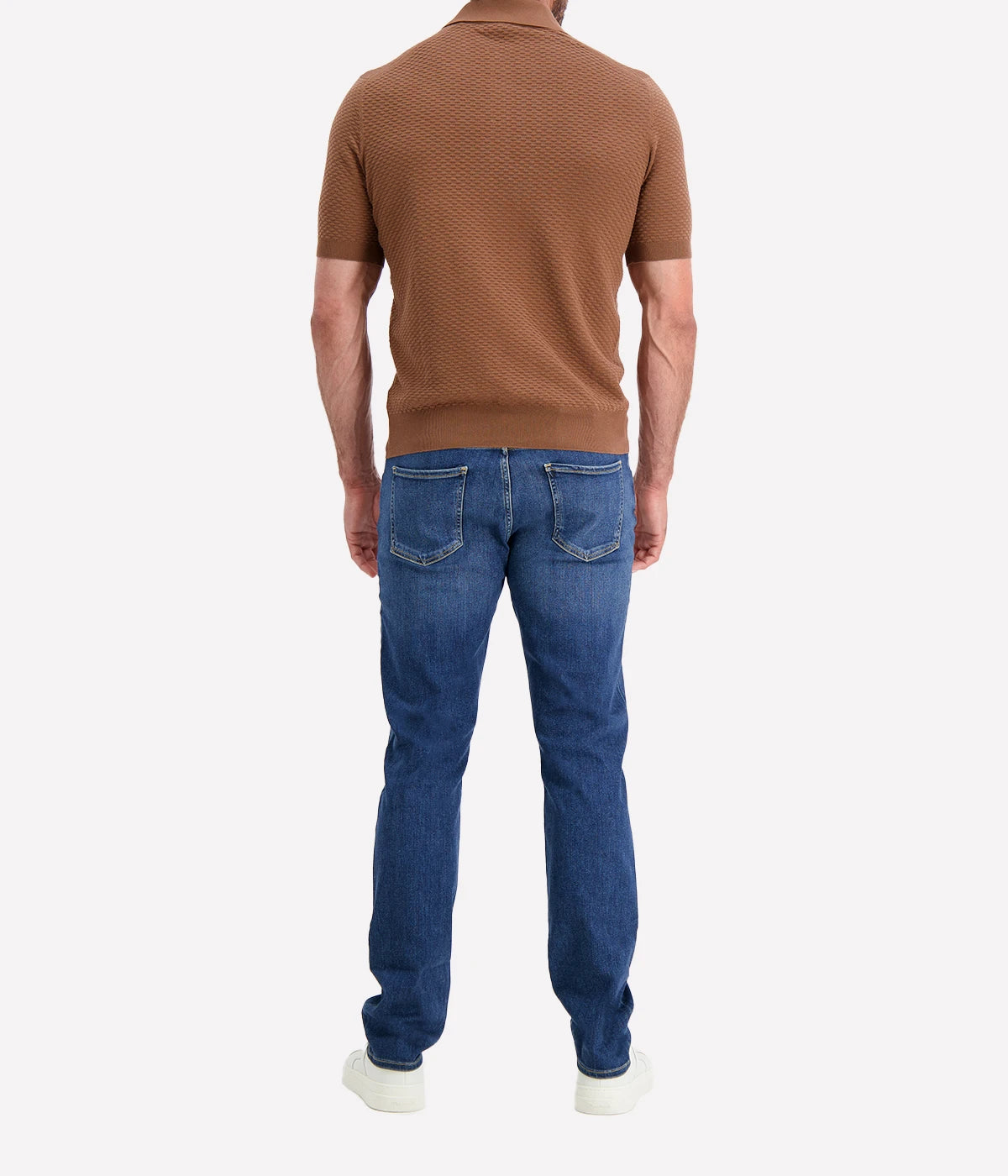 Short Sleeve Polo in Textured Tobacco Brown