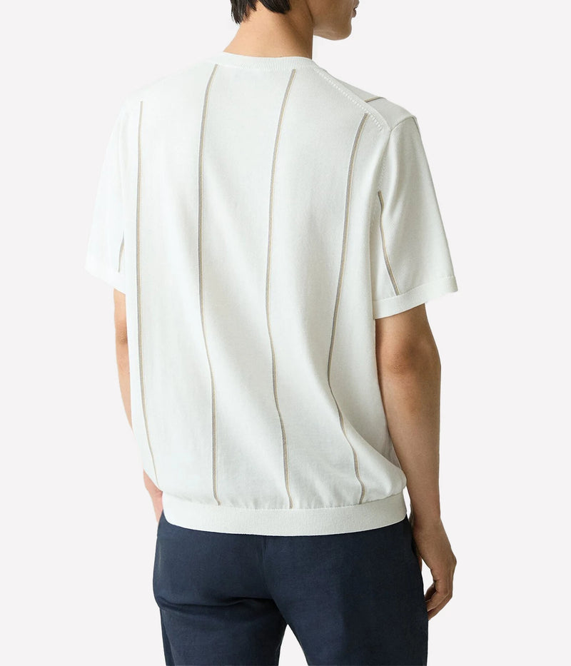 Short Sleeve Knitted Tee in White Multi