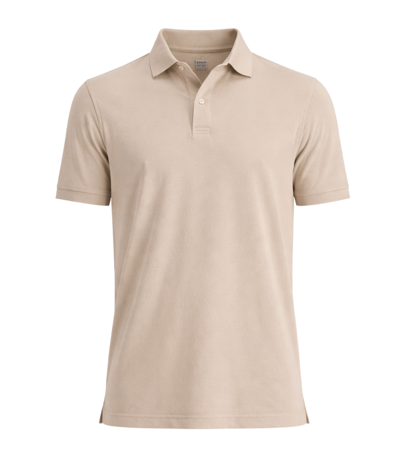 Short Sleeve Polo in Beige