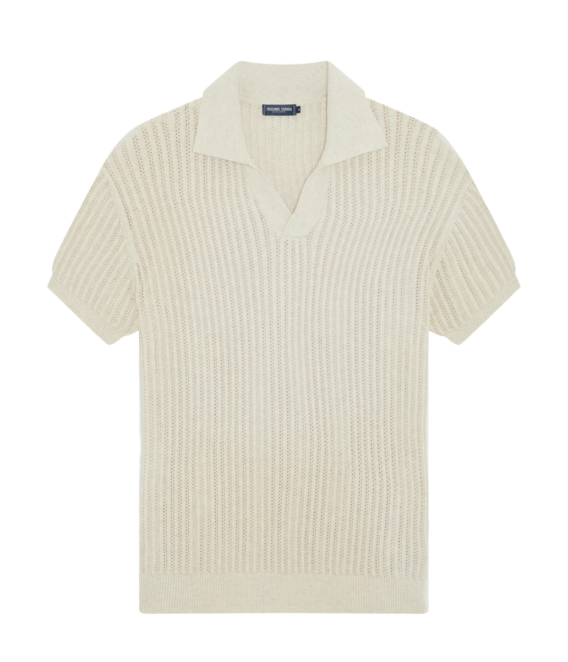 Rino Chain Stitched Polo in Ivory