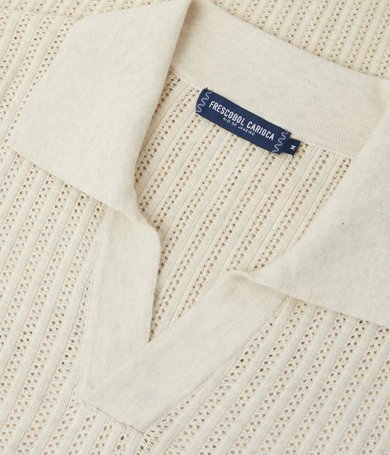 Rino Chain Stitched Polo in Ivory