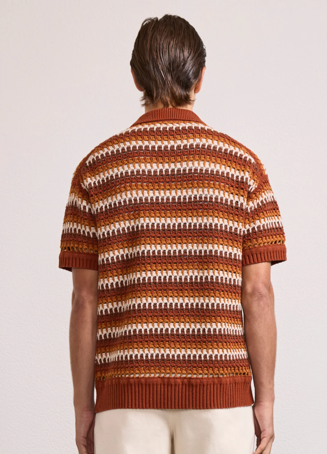 *FINAL SALE* Pinto Crochet Short Sleeve Shirt in Silk Brown