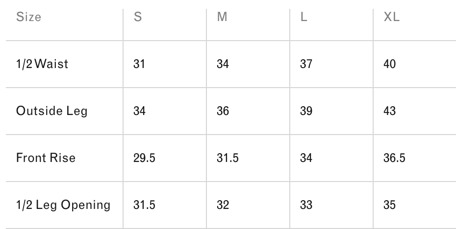 Sizing Chart