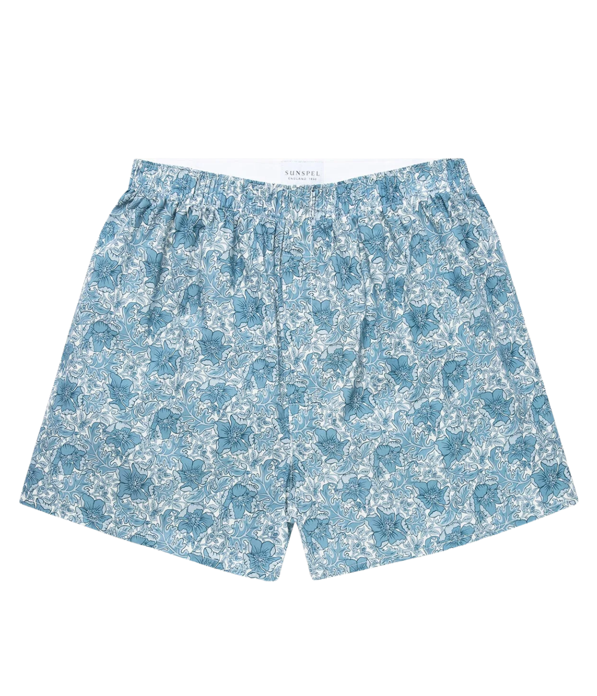 Seasonal Liberty Printed Boxer Short in Stone Blue Mono Floral