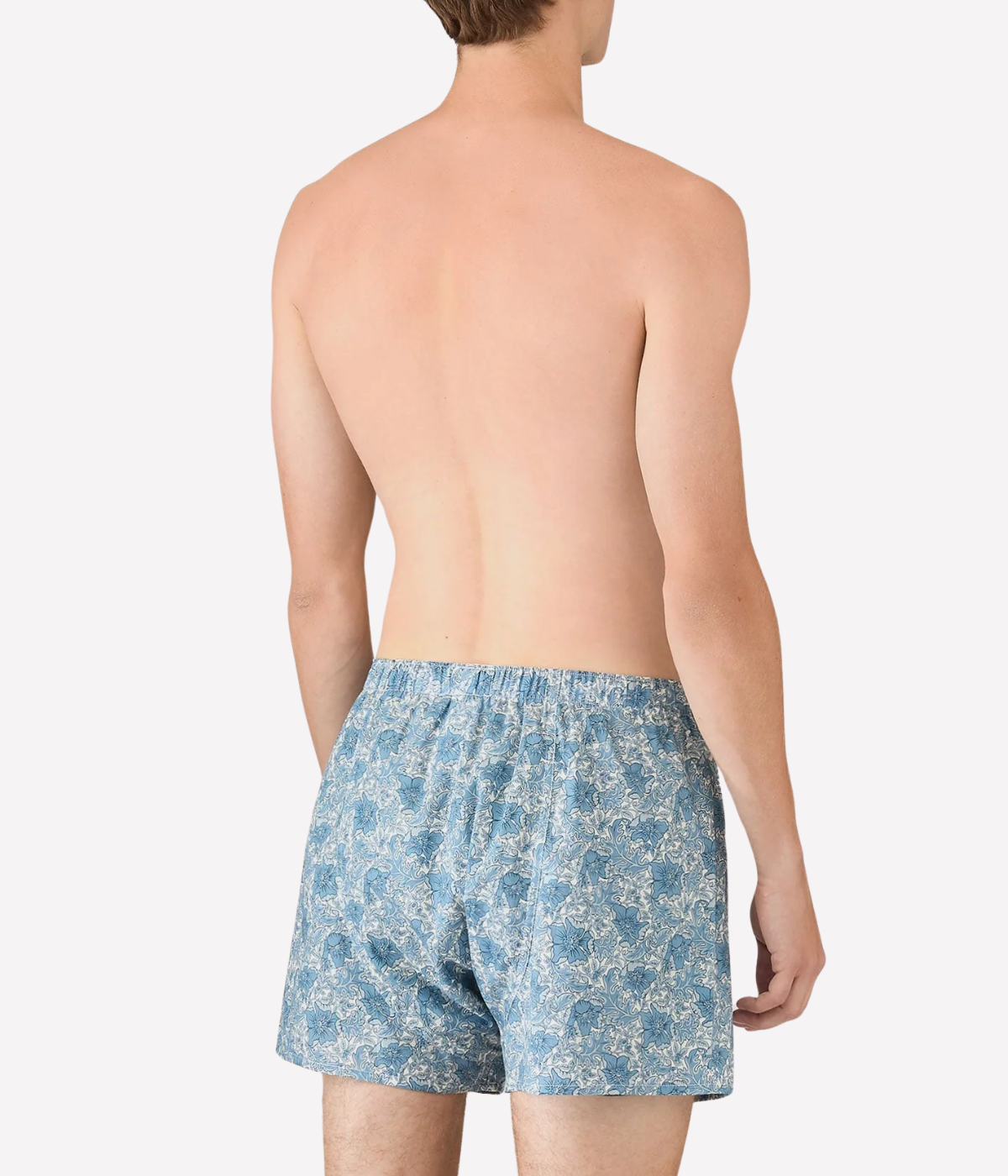 Seasonal Liberty Printed Boxer Short in Stone Blue Mono Floral