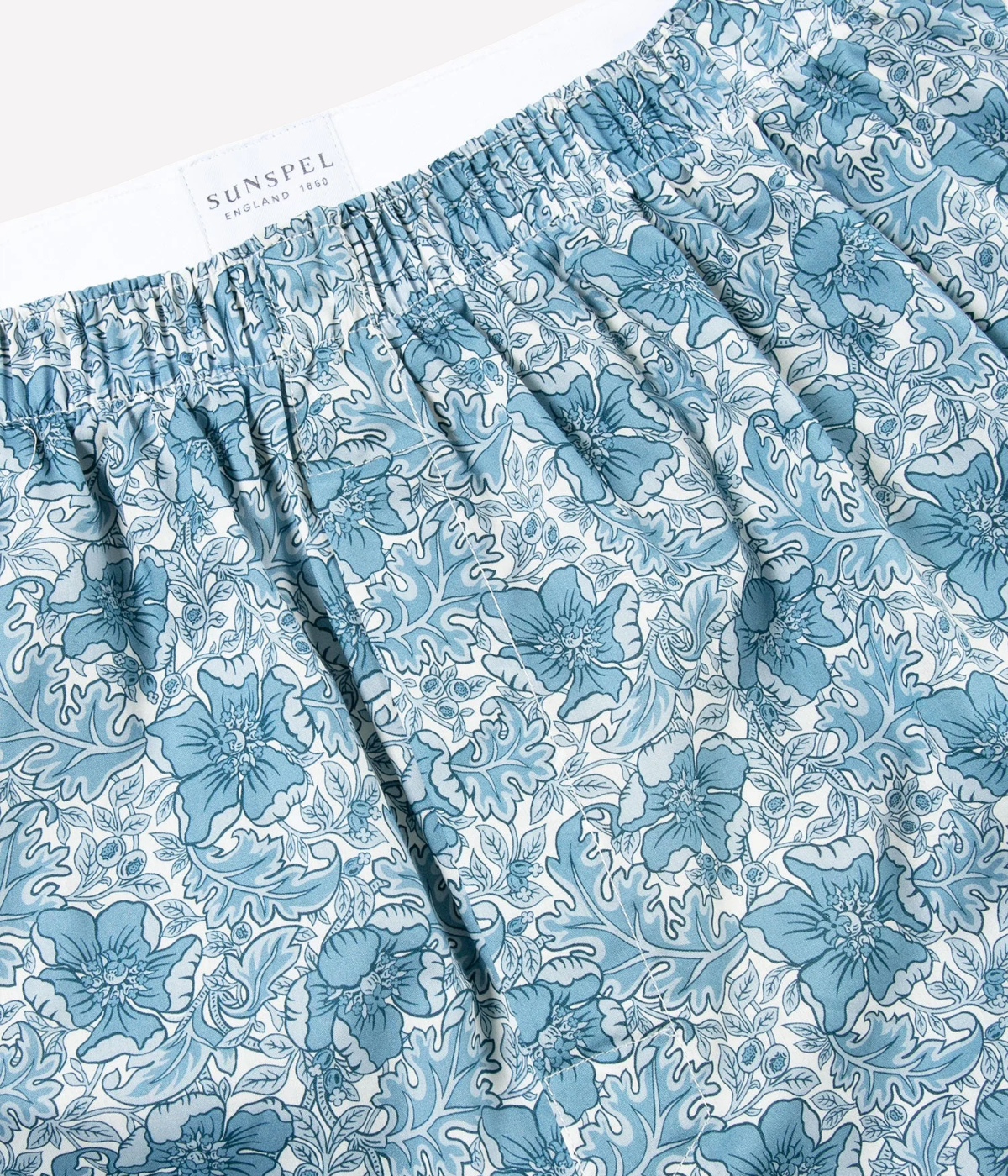 Seasonal Liberty Printed Boxer Short in Stone Blue Mono Floral