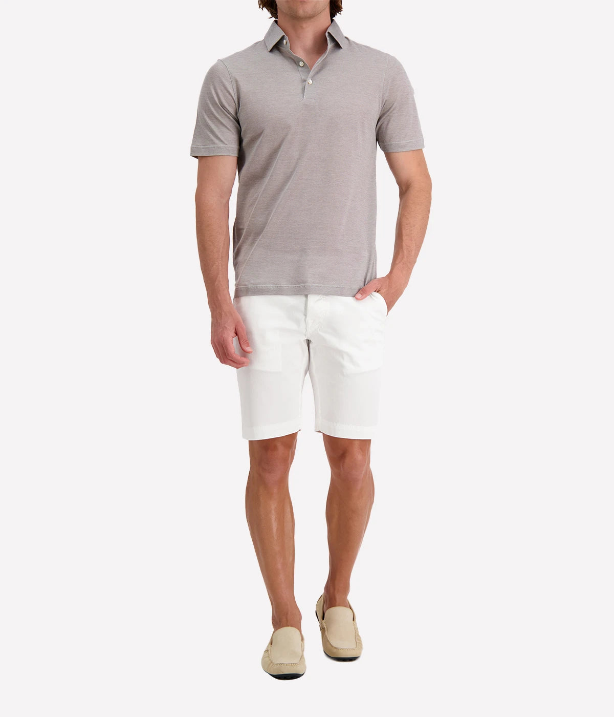 Short Sleeve Polo in Taupe