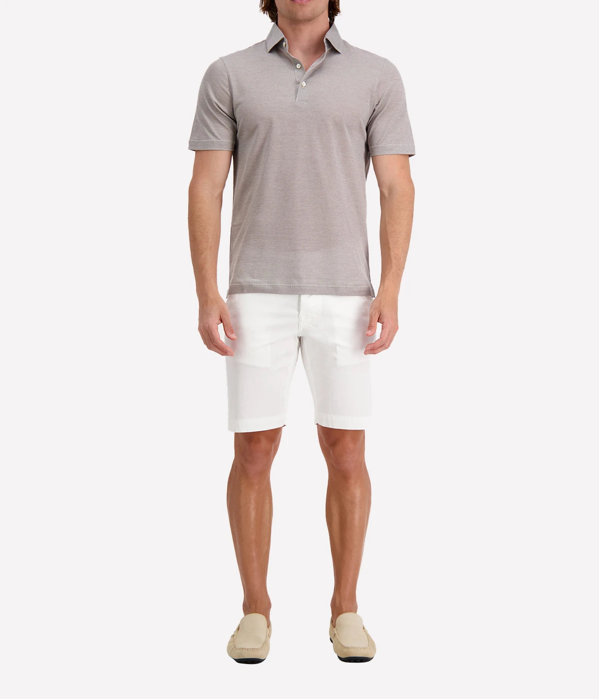 Short Sleeve Polo in Taupe
