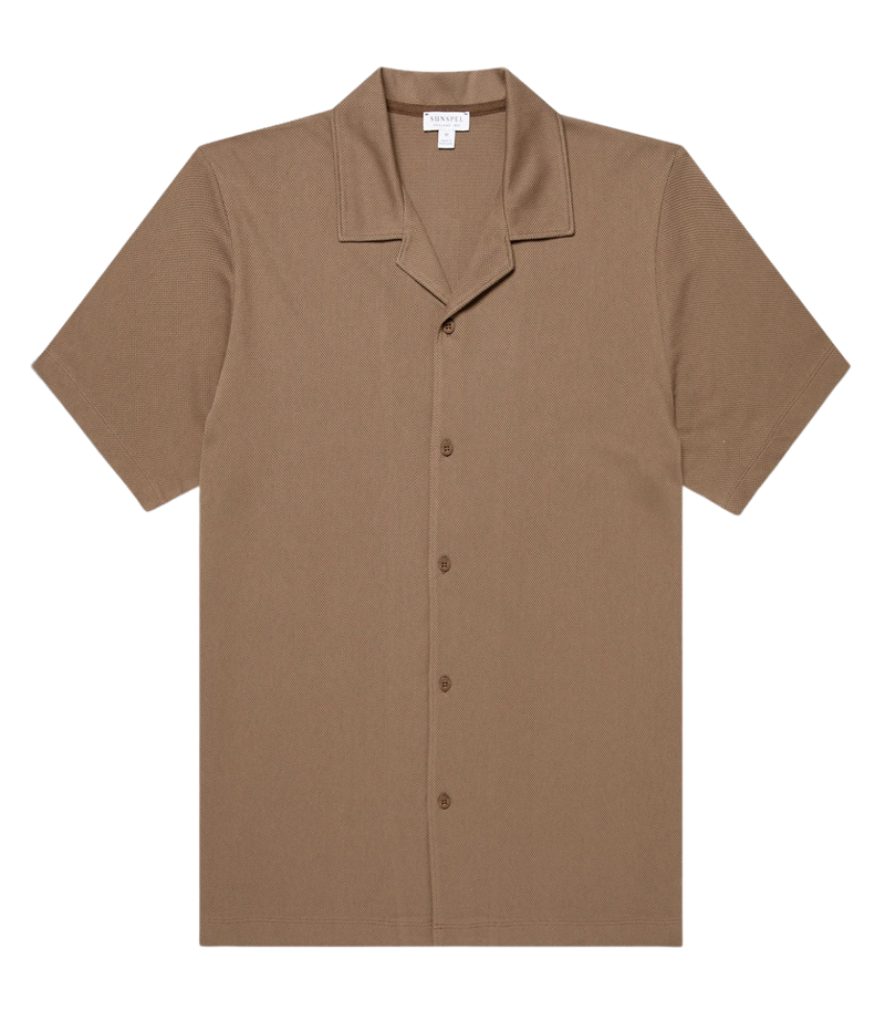 Short Sleeve Riviera Camp Collar in Dark Cedar